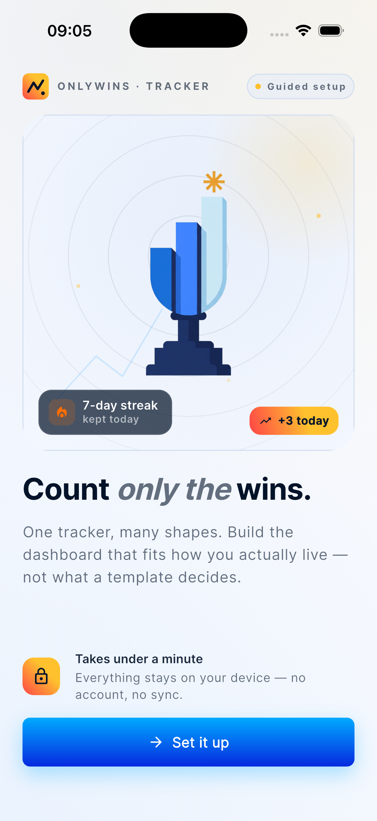 Onlywins Tracker main screen